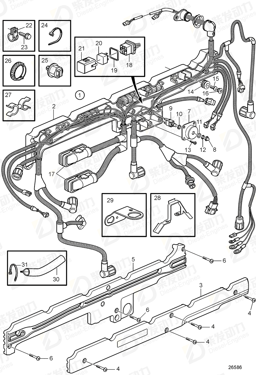 VOLVO Cable harness 21345091 Drawing